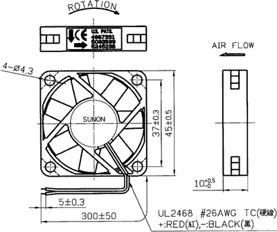 Fan: DC; axial; 5VDC; 45x45x10mm; 18.69m3/h; 32dBA; slide bearing