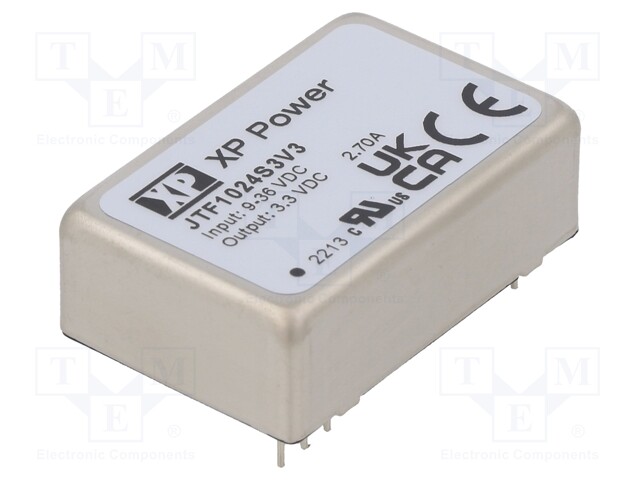 Isolated Board Mount DC/DC Converter, 4:1 Input, ITE, 1 Output, 10 W, 3.3 V, 2.7 A