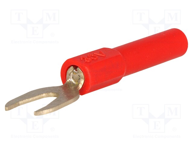 Adapter; banana 4mm socket,fork terminal; 60VDC; 36A; red; 51mm