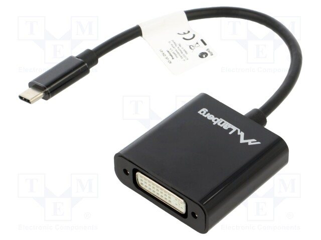 Adapter cable; USB 3.1; DVI-I (24+5) socket,USB C plug; 0.15m