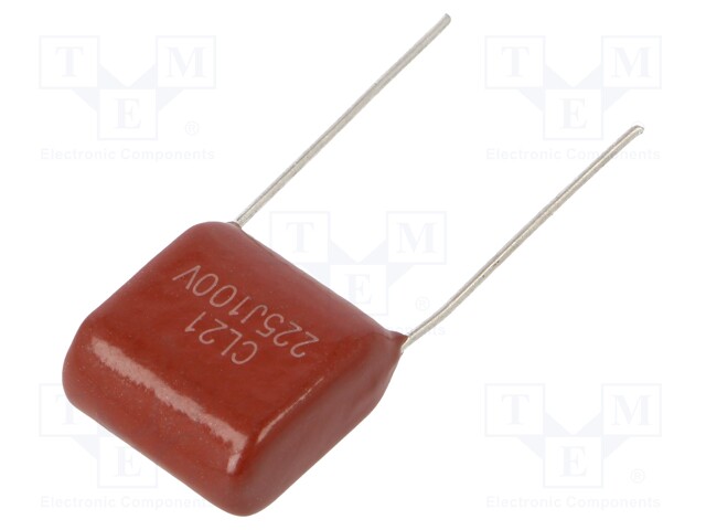 Capacitor: polyester; 2.2uF; 100VDC; Pitch: 15mm; ±10%; -40÷85°C