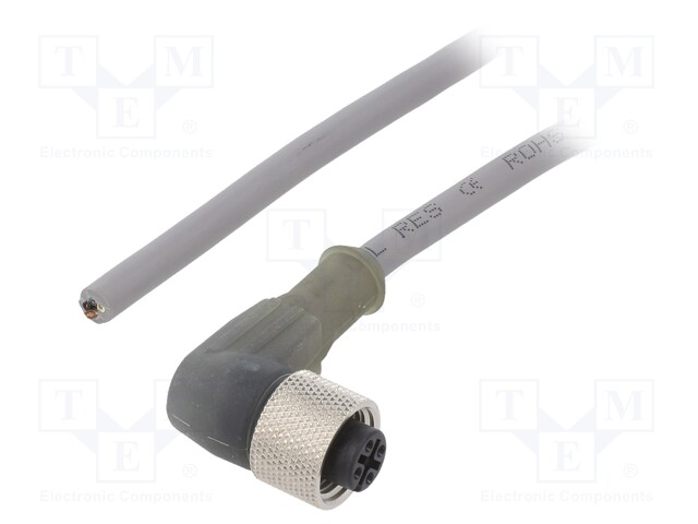 Connection lead; M12; PIN: 4; angled; 1m; plug; 250VAC; 2.5A; IP67