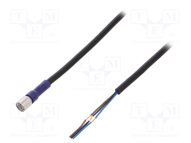 Connection lead; M8; PIN: 3; straight; 2m; plug; 0.5A; -10÷65°C; IP67