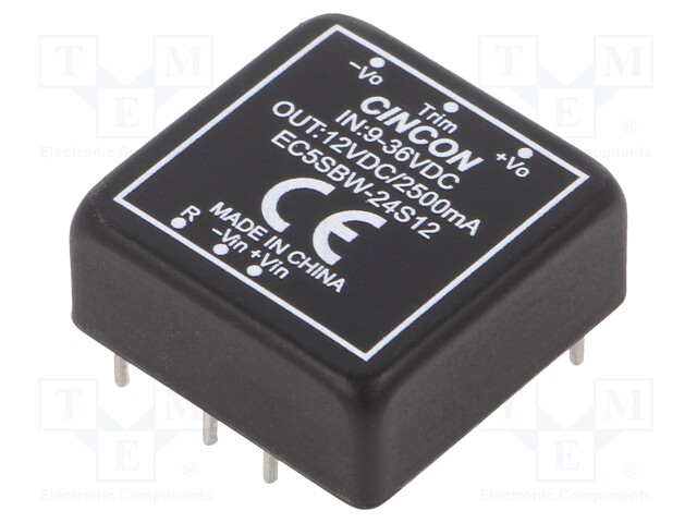 Converter: DC/DC; 30W; Uin: 9÷36V; 12VDC; Iout: 2500mA; 18g; 330kHz