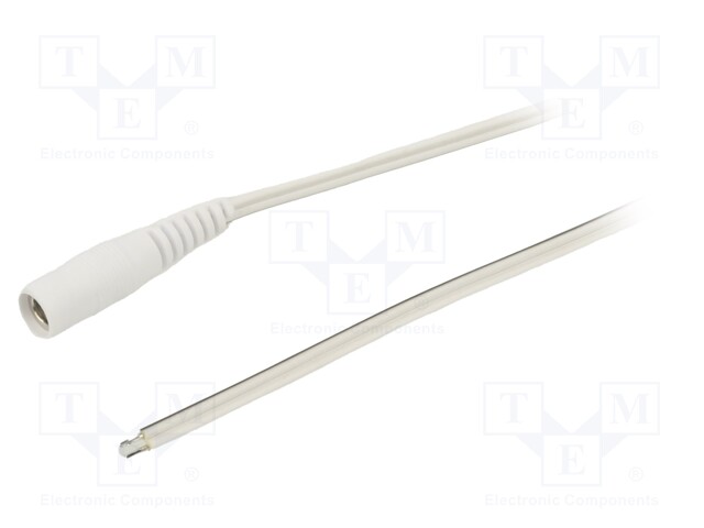 Cable; wires,DC 5,5/2,1 socket; straight; 0.5mm2; white; 5m