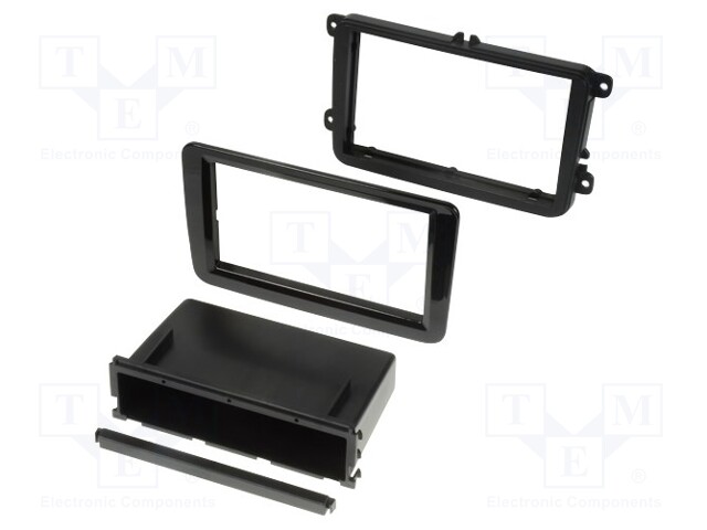 Radio mounting frame; Seat,Škoda,VW; 2 DIN; black gloss