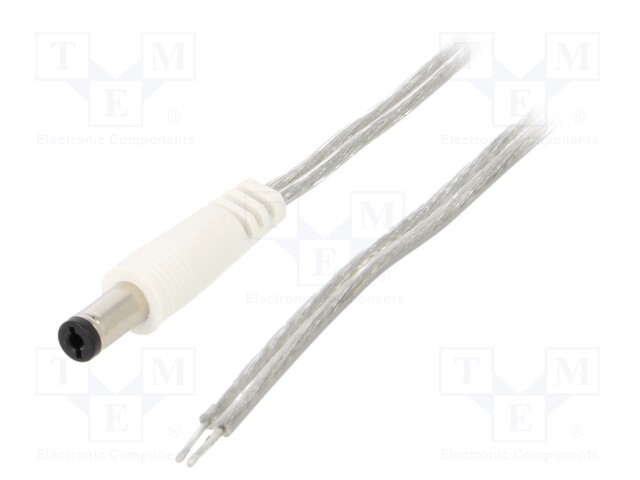 Cable; wires,DC 5,5/2,1 plug; straight; 0.5mm2; transparent; 1.5m