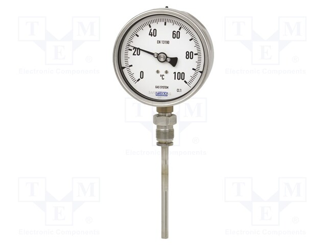Meter: gas-actuated thermometer; 0÷160°C; Man.series: 73; Ø: 100mm