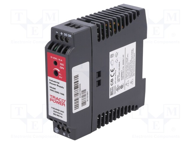 Power supply: switched-mode; 20W; 5VDC; 5÷6VDC; 4A; 85÷264VAC; 160g