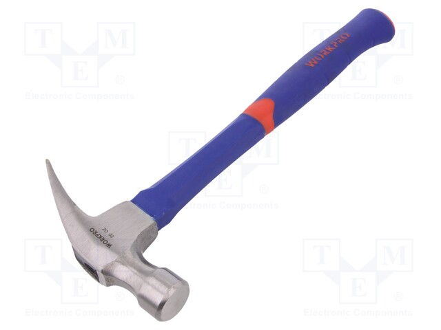 Hammer; 566g; for nails; Handle mat: fiberglass; Tip: round