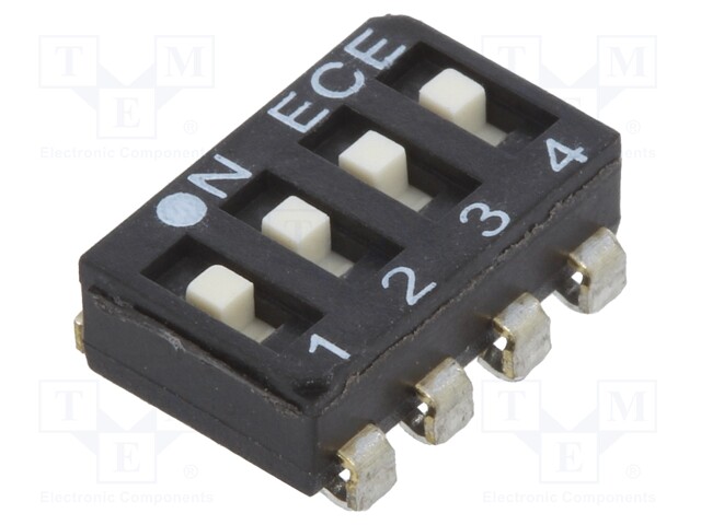 Switch: DIP-SWITCH; Poles number: 4; OFF-ON; 0.025A/24VDC; Pos: 2