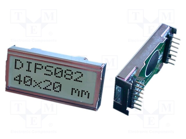 Display: LCD; alphanumeric; STN Positive; 8x2; 40x20mm; PIN: 14