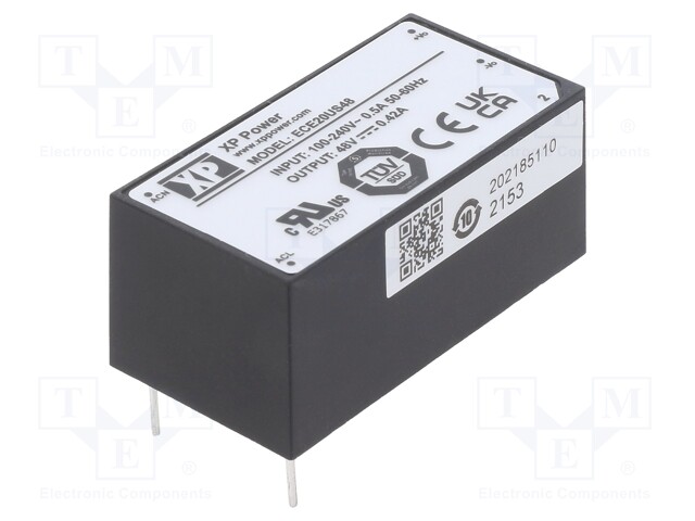 Power supply: switched-mode; 20W; 48VDC; 420mA; OUT: 1; 60g; 86%
