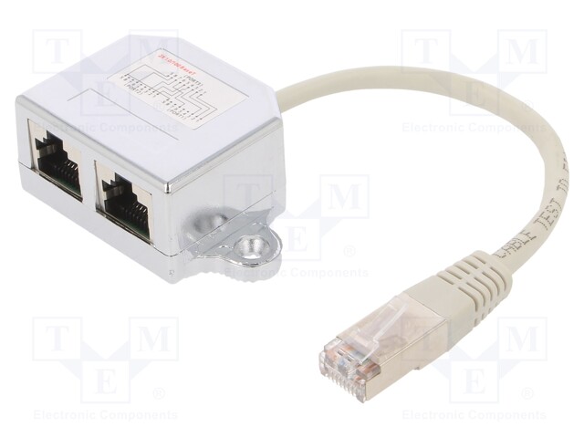 RJ45 socket x2,RJ45 plug; 0.15m; Colour: grey; Kind: F/UTP