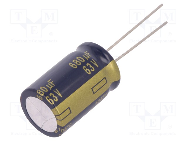 Capacitor: electrolytic; low impedance; THT; 680uF; 63VDC; ±20%