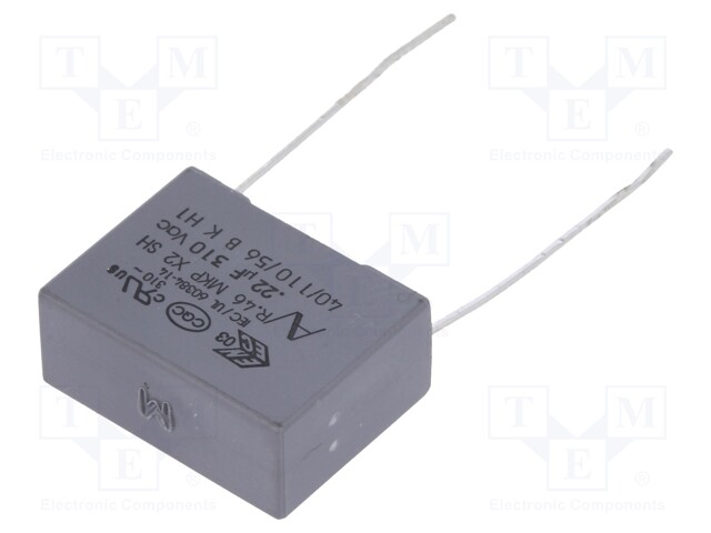 Capacitor: polypropylene; X2; 220nF; 15mm; ±20%; 18x7.5x13.5mm