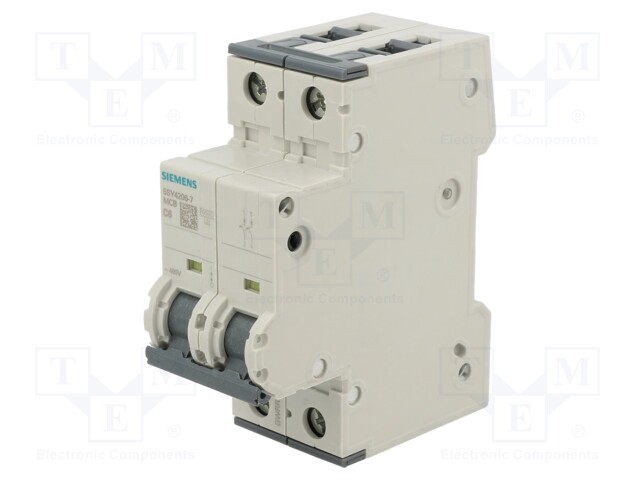 Circuit Breaker, MCB, 5SY4, 2P, 10 kA, 400 V, 6 A