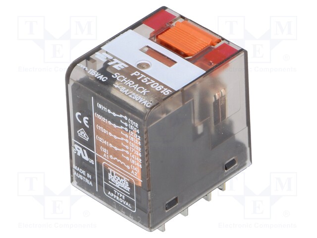 Relay: electromagnetic; 4PDT; Ucoil: 115VAC; 6A/250VAC; 6A/30VDC