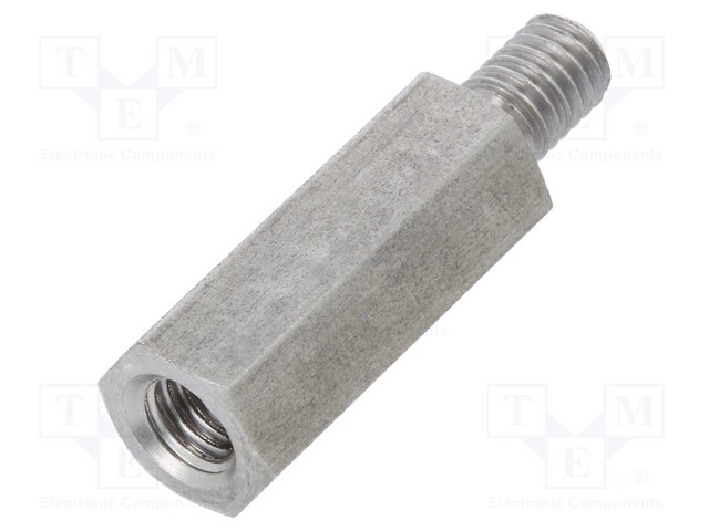 Screwed spacer sleeve; Int.thread: M6; 25mm; Ext.thread: M6