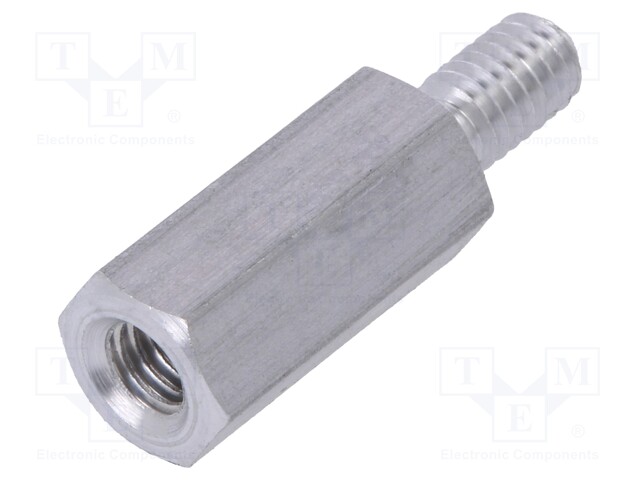 Screwed spacer sleeve; Int.thread: M4; 15mm; Ext.thread: M4