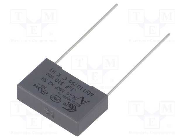 Capacitor: polypropylene; X2; 100nF; 15mm; ±10%; 18x5x11mm; 310VAC