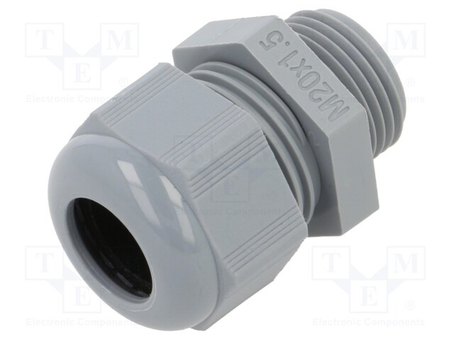 Cable gland; without nut; M20; 1.5; IP68; Mat: polyamide; grey