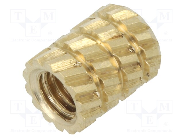 Threaded insert; brass; without coating; M2,5; L: 5.9mm