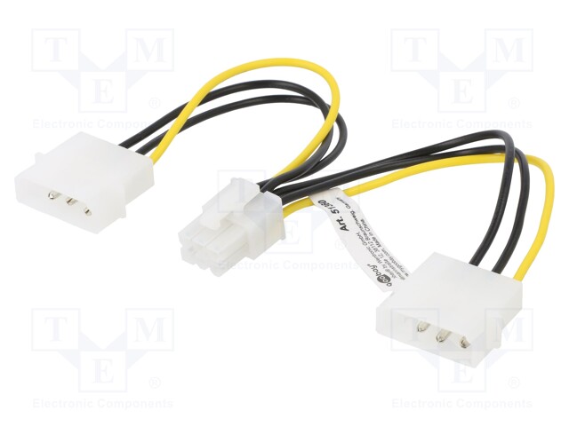 Cable: mains; Molex male x2,PCI-E 6pin female; 0.15m