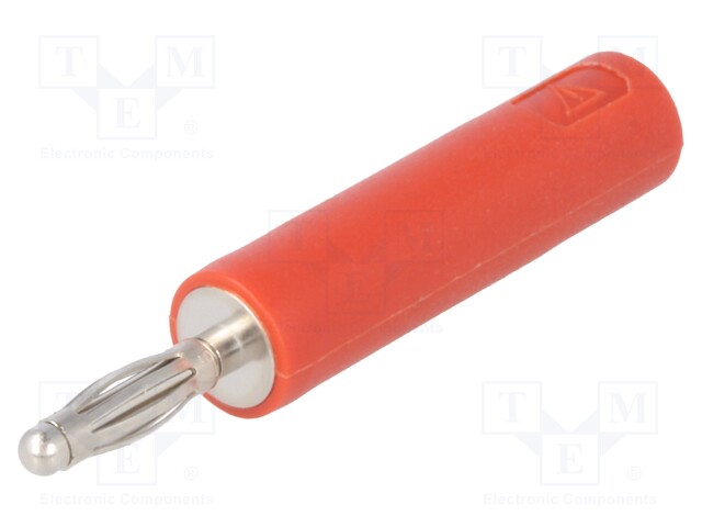 Adapter; 2mm banana; 10A; 60VDC; red; Plating: nickel plated