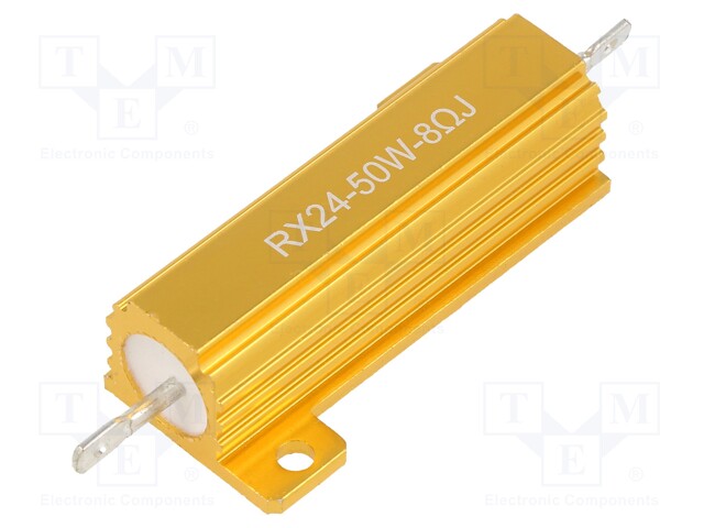 Resistor: wire-wound; with heatsink; 8Ω; 50W; ±5%; 50ppm/°C; 38.5mm