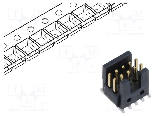 Connector: pin strips; male; PIN: 10; 1.27mm; gold flash; SMT; reel