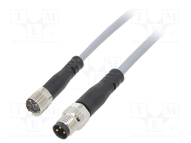 Connection lead; female,M8 x2; IP65,IP68,IP69K; Len: 1m; 0÷60VDC