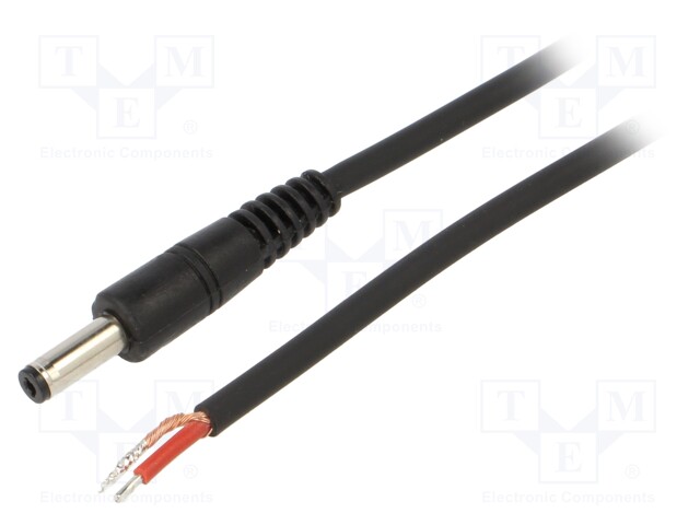 Cable; wires,DC 4,8/1,7 plug; straight; 1mm2; black; 1.5m
