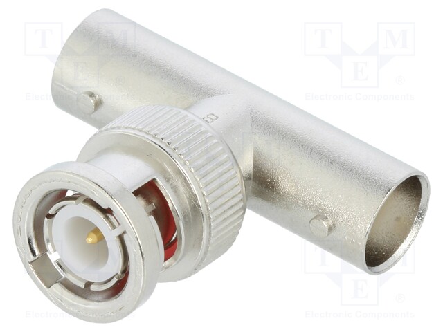 T adapter; BNC plug,BNC socket x2; 50Ω; delrin (POM)