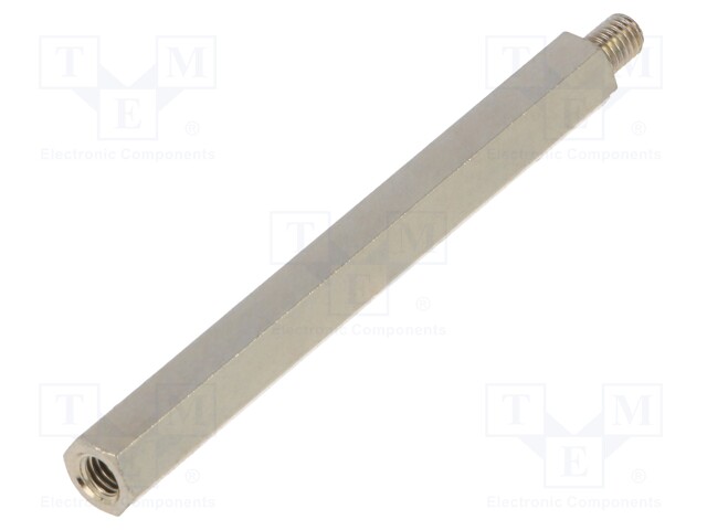 Screwed spacer sleeve; Int.thread: M5; 75mm; Ext.thread: M5; brass