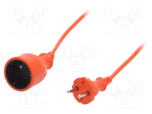 Extension lead; Sockets: 1; PVC; orange; 2x1mm2; 30m; 10A