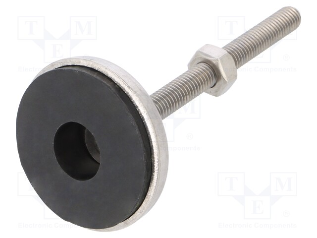 Foot of pin; rigid; Base dia: 55mm; M10; stainless steel