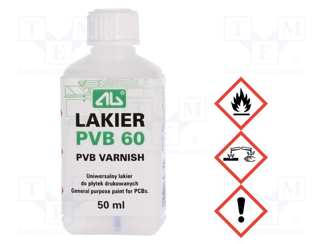 Varnish; transparent; liquid; 50ml; LAKIER PVB; Temp: -50÷150°C