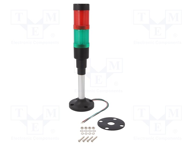 Signaller: signalling column; LED; red/green; Usup: 230VAC; 40mm