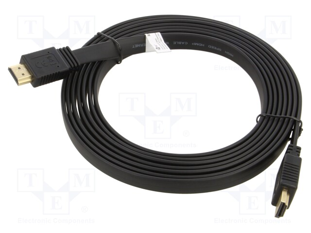 Cable; HDCP 2.2,HDMI 2.0,flat; HDMI plug,both sides; PVC; 3m