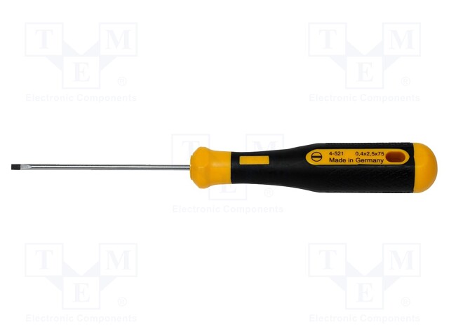 Screwdriver; slot; 2,5x0,4mm; POWERline; Blade length: 75mm