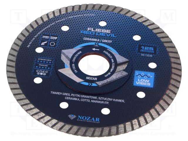 Cutting diamond wheel; Ø: 125mm; Øhole: 22.23mm; Red Devil Fliese