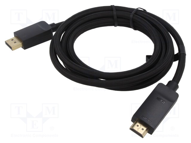 Cable; DisplayPort 1.4; DisplayPort plug,both sides; PVC; Len: 2m