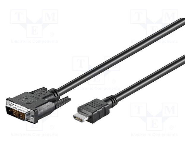 Cable; HDMI 1.4; DVI-D (18+1) plug,HDMI plug; 2m; black