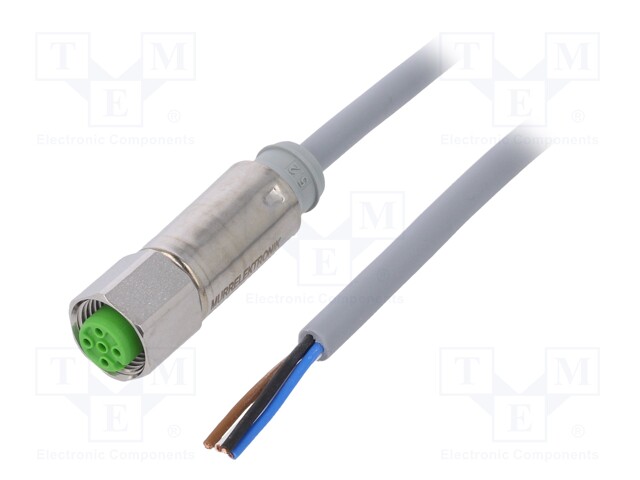 Connection lead; M12; PIN: 4; straight; 5m; plug; 32VAC; -40÷85°C