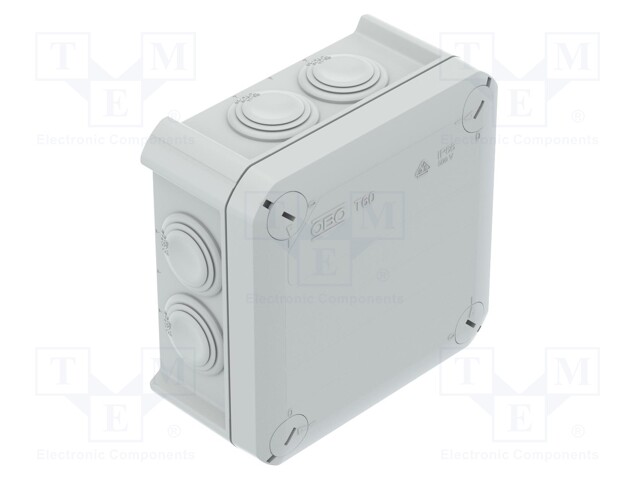 Enclosure: junction box; X: 114mm; Y: 114mm; Z: 57mm; polypropylene