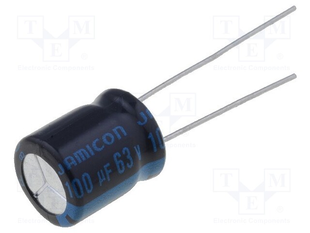 Capacitor: electrolytic; 100uF; 63VDC; Ø10x12.5mm; Pitch: 5mm; ±20%