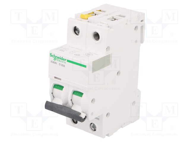 Circuit breaker; 400VAC; Inom: 20A; Poles: 2; DIN; Charact: D; 6kA