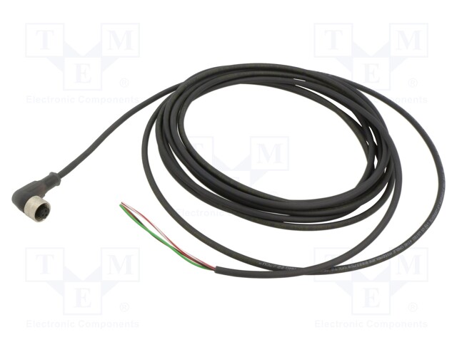 Connection lead; UNF 1/2-20; PIN: 3; angled; 5m; plug; 250VAC; 4A