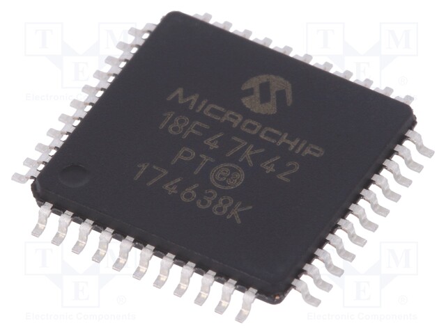 PIC microcontroller; Memory: 128kB; SRAM: 8192B; EEPROM: 1024B